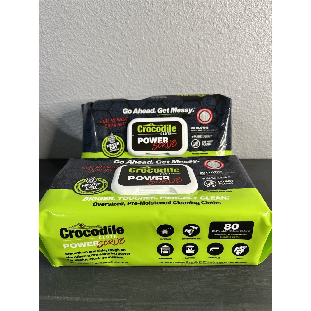 Crocodile Cloth 6500-080 Power Scrub, 80 Count Huge Cloths 2‎ Pack